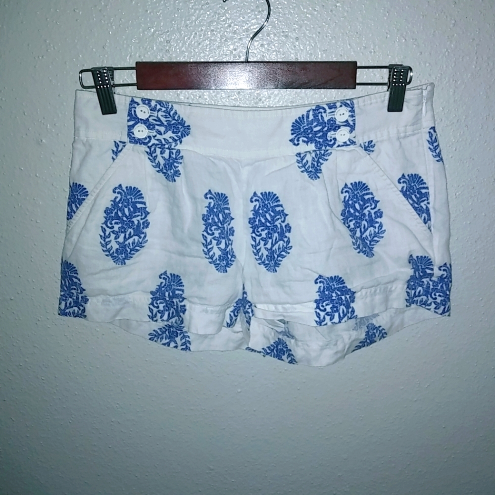 Vineyard Vines 0 29 Ocean Reef Linen White Shell Fleur Short Shorts